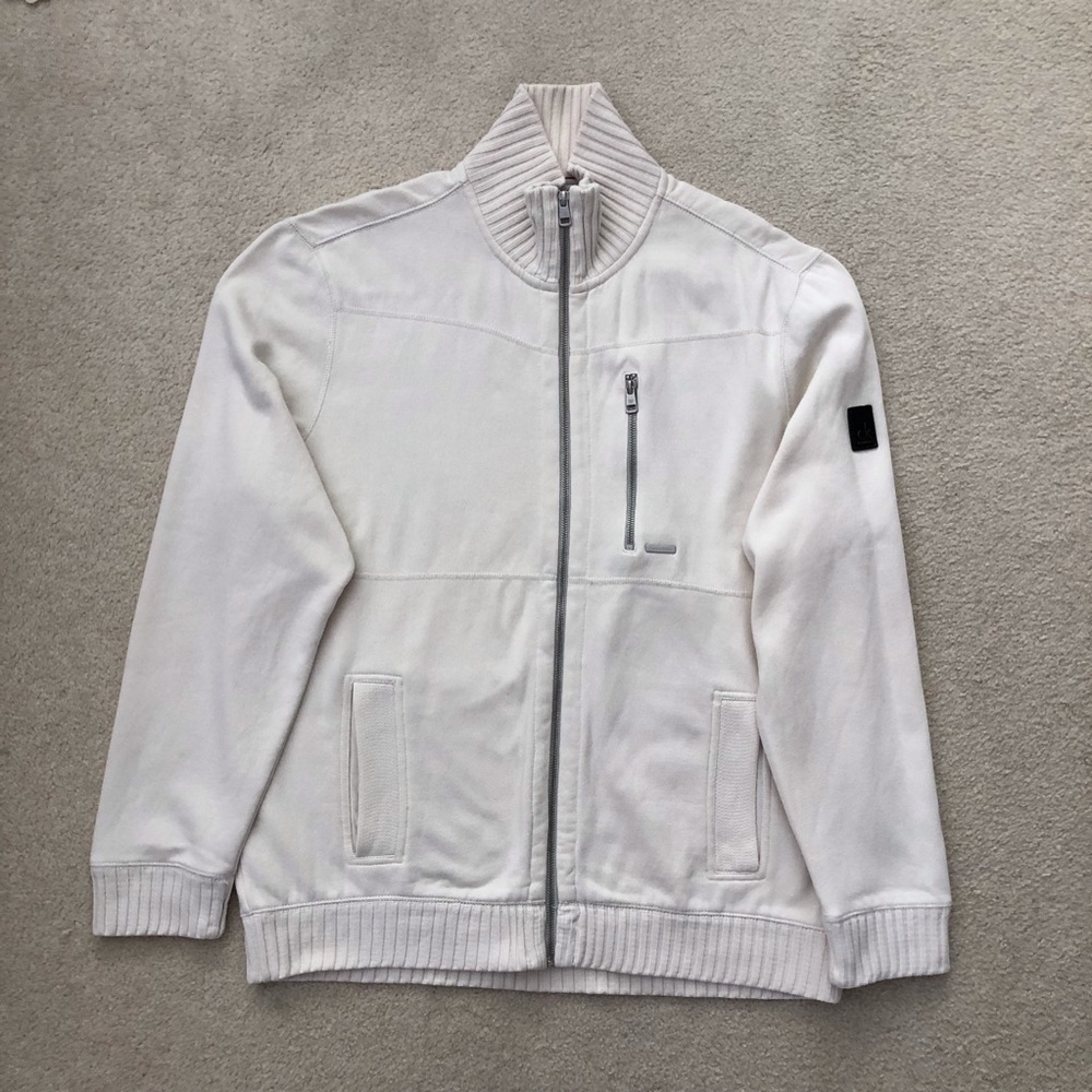 Calvin Klein Men's White Zip-Up Jacket